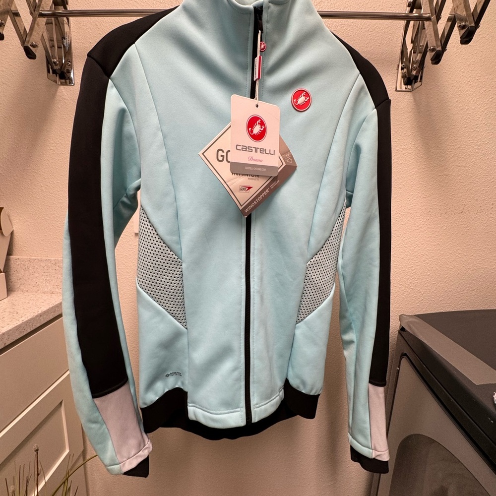 Castelli Women's Blue and Black Jacket, NEW with tags